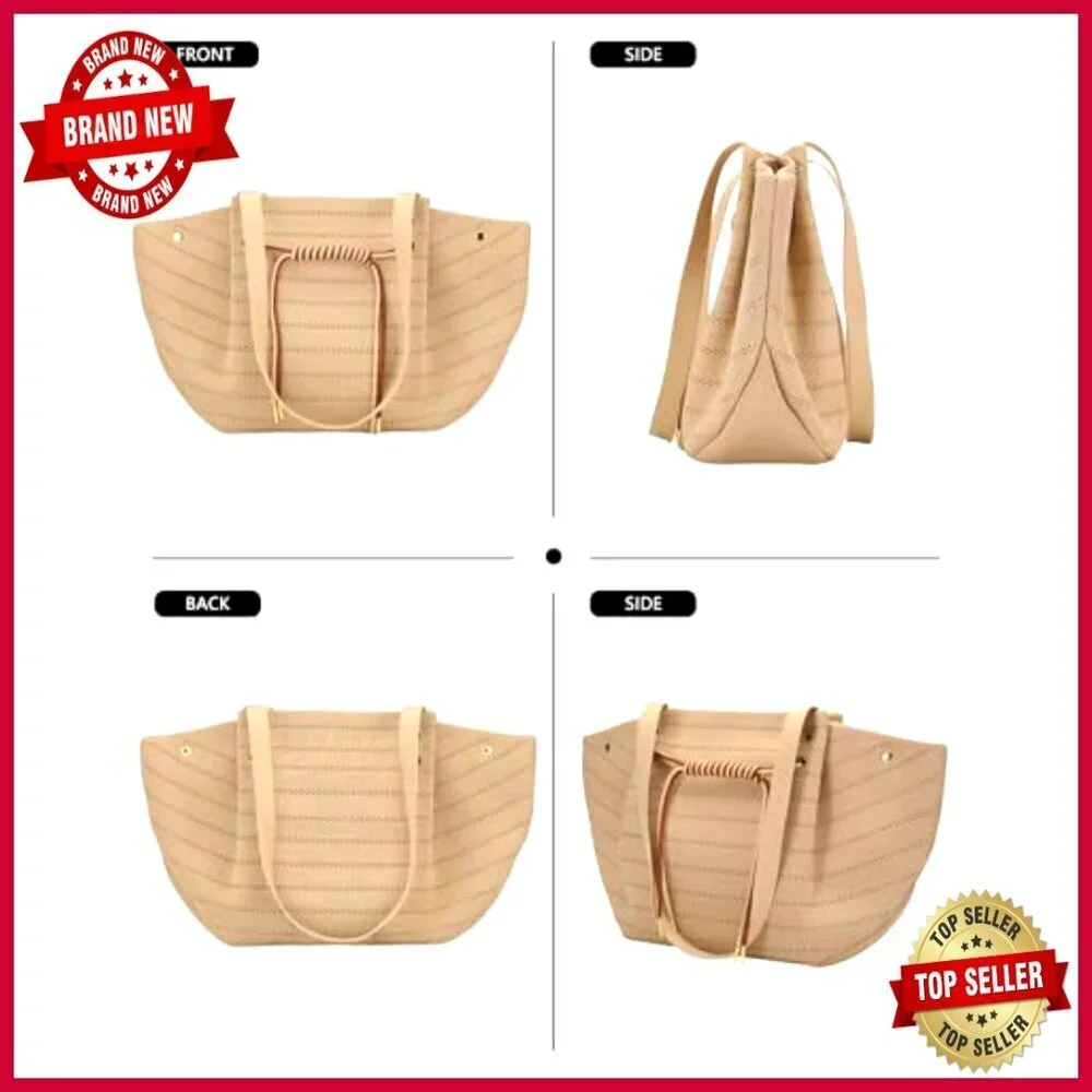 Structured Tote Bag for Work and Travel, Lightweight Foldable Shoulder Bag